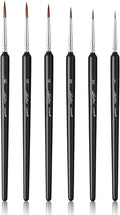 Professional Sable Hair Detail Paint Brush Set - 6 Miniature Art Brushes for Fine Detailing & Art Painting - Acrylic, Watercolor, Oil - Miniatures, Models, Black