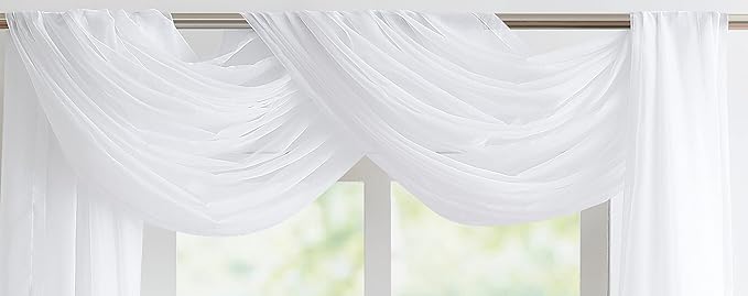 WARM HOME DESIGNS XXL Wedding Arch Draping Fabric Bundle Has 2 900 Inch (75 FT; 25 Yards) Scarves in White Fabric Color for Wedding Ceremony or Photoshoot Decoration. AD White & White 900”