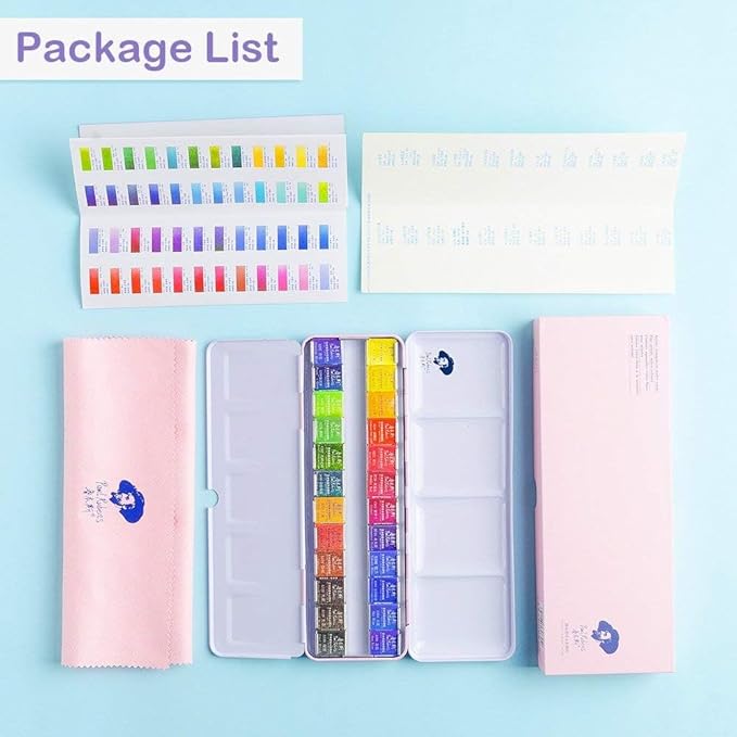 Paul Rubens Watercolor Paint Set Artist Grade, 24 Vivid Colors with Portable Metal Box for Artists, Beginners, Hobbyists, Students