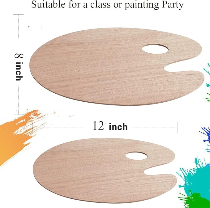 8" X 12" Lagre Wooden Paint Palette Acrylic Paint Palette with Thumb Hole Clear Paint Pallet, Easy Clean Non-Stick Artist Pallet for Oil Watercolor Craft DIY Art Painting Palette(3 Pack)