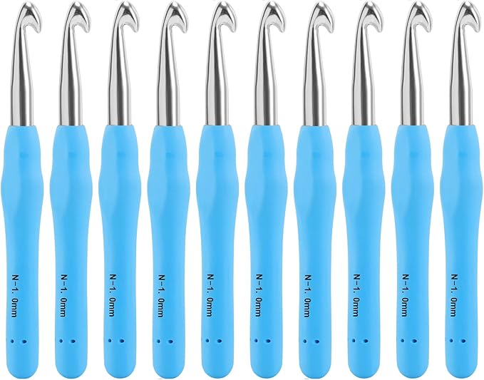 Vodiye 10PCS Crochet Hooks, Professional Extra Long 10.0mm Crochet Hook, Ergonomic Handle Crochet Hooks Set, Crochet Needle for Beginners and Experienced Crochet Hooks Lovers (10pcs - 10mm)