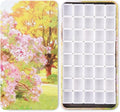 Portable Watercolor Tins Paint Palette with 40Pcs Empty Half Pans and Magnetic Squares, Small Travel Metal Paint Box with Acrylics Painting Art Drawing. Pastoral