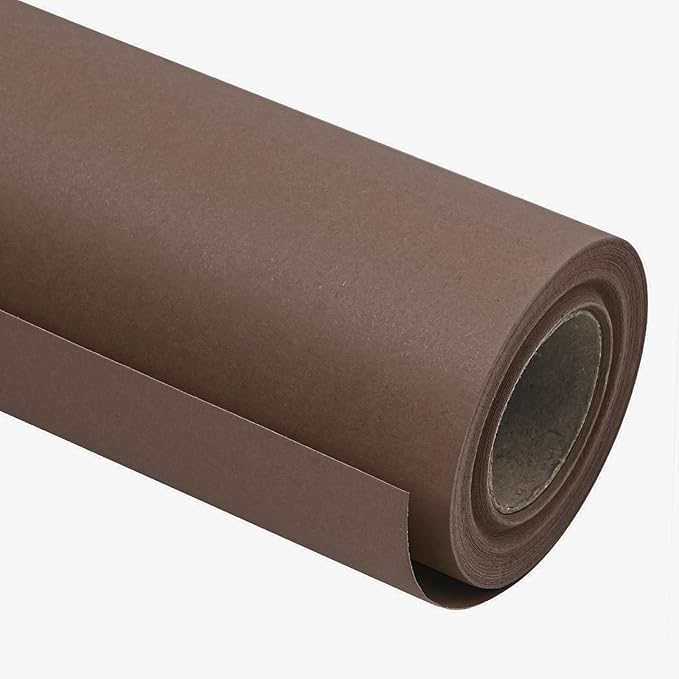 RUSPEPA Chocolate Brown Kraft Paper Roll - 18 inches x 100 feet - Recyclable Paper Perfect for for Crafts, Art, Wrapping, Packing, Postal, Shipping, Dunnage & Parcel
