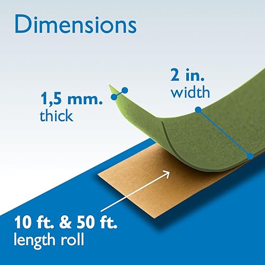 FindTape Polyester 1.5mm Felt Tape – 2 in. x 10 ft. Felt Strips with Adhesive Backing and Furniture Strips, Great for Arts and Crafts, Classrooms, and Protecting Furniture (Olive Drab)