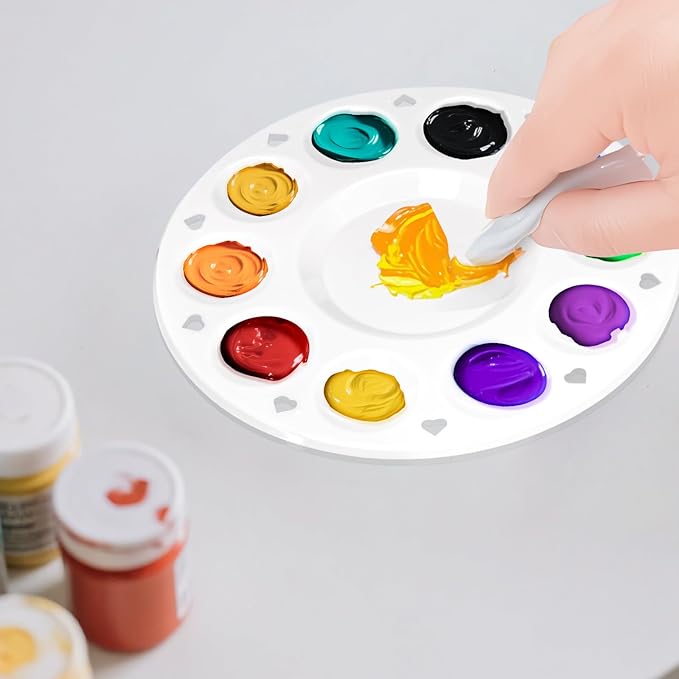 Cute Plastic Paint Tray Palettes with Heart-Shaped Cutouts - Perfect for Artists, Craft Enthusiasts and Hobbyists, Durable and Reusable Paint Pallets for All Your Creative Needs (44, 6.32IN-White)