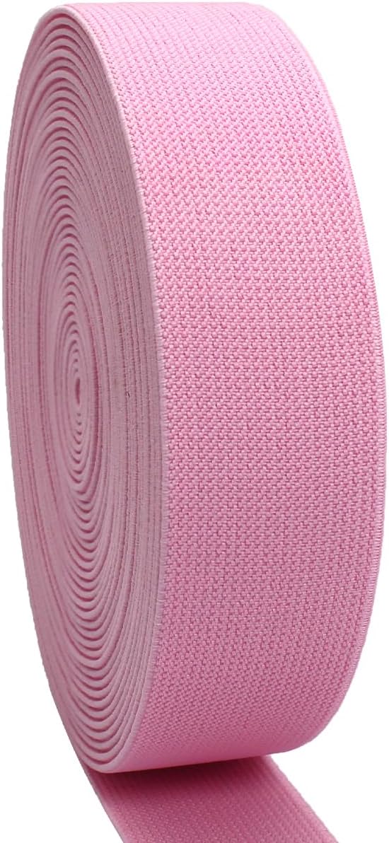 JESEP 1.5 Inch 10 Yards Double-Side Twill Woven Elastic Heavy Stretch High Elasticity for Sewing Pants Waistband, Wigs, Skirts, Craft DIY Projects (Pink 293)