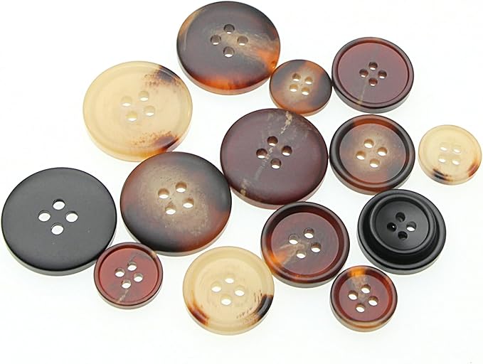 110Pcs Mixed Sewing Buttons, 4-Hole Craft Round Bulk Button for Sewing, Coats, Blazer, Suits, Jean, Pants, 5 Color 3 Size (15mm,20mm,25mm) Brown YIGUANXIN