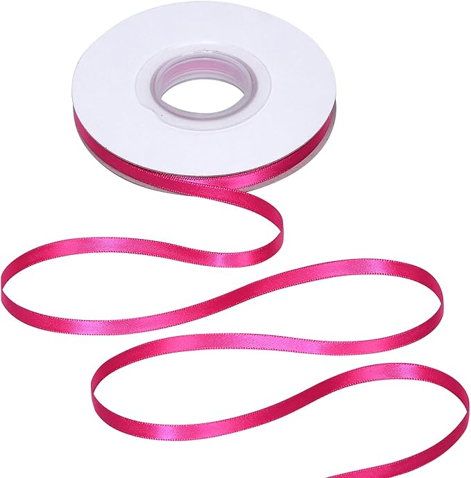 YAMA Hot Pink Double Faced Satin Ribbon 1/4 Inch 25 Yards Hot Pink Ribbon for Gift Wrapping Crafts Bows Wedding Party Decoration