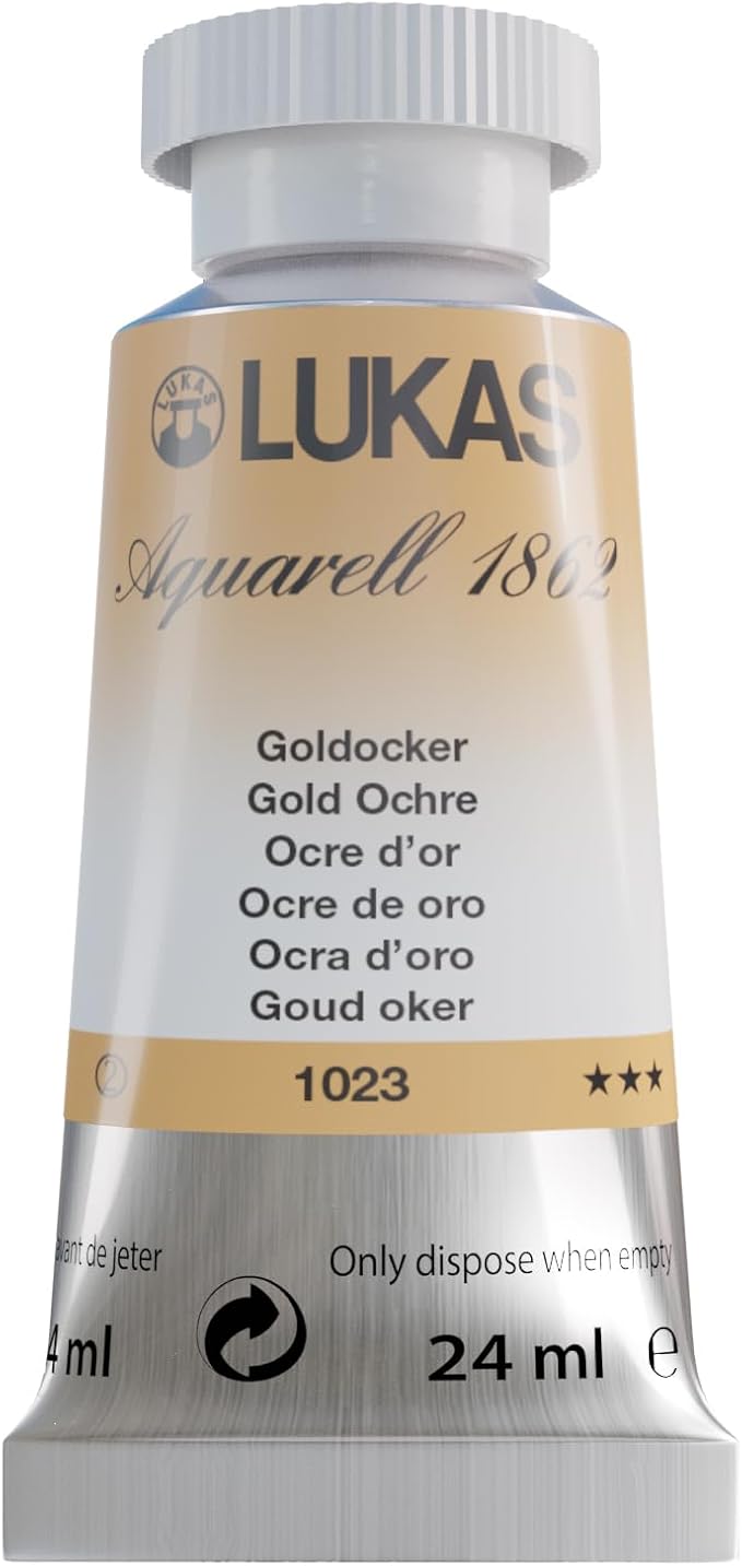 Lukas 1862 Aquarell Artists' Watercolor Tubes, Gold Ochre 24 ml - Vibrant Professional Grade Watercolor Paint - Easy-to-Wet, Intense Color, Long-lasting - Ideal for Professional Watercolorists