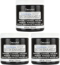 DecoArt Satin Enamels Classic Black, 8 fl oz, Jar (Pack of 3)