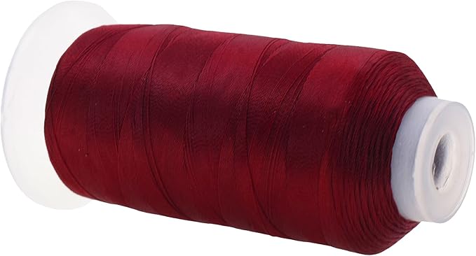 Mandala Crafts Burgundy Heavy Duty Thread - 1500 Yds Tex 70 Bonded Polyester Threads for Sewing Drapery, Jeans, Leather, Hair, Outdoor Marine Upholstery