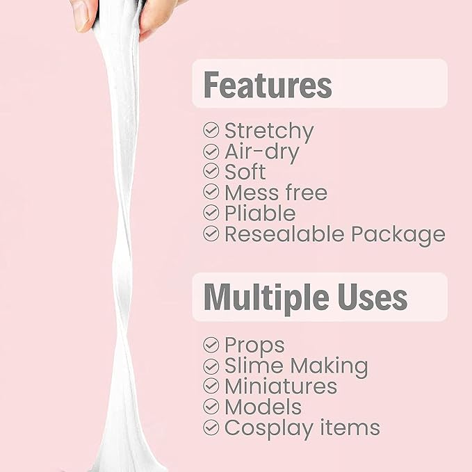 BOHS White Modeling Foam Clay Lite - 500 Grams, Squishy,Soft, Air Dry -for Flower Mirror,Cosplay,Fake Bake, Slime Supplies- 1.1 Lbs