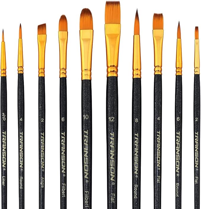 Transon 20pcs Art Painting Brush Set for Acrylic Watercolor Gouache Hobby Craft Face Painting