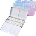 Watercolor Palette Empty with Paint Tray and 14PCS Watercolor Half Pans - Sturdy Empty Watercolor Palette Tin - Customizable Metal Watercolor Palettes