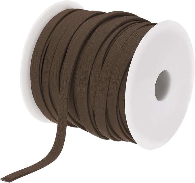 MECCANIXITY 1/4 Inch Double Fold Bias Tape Polyester Continuous Bulk Bias Tape for Sewing,Seaming Quilting Hemming Binding Crafts (Brown 25 Yards)