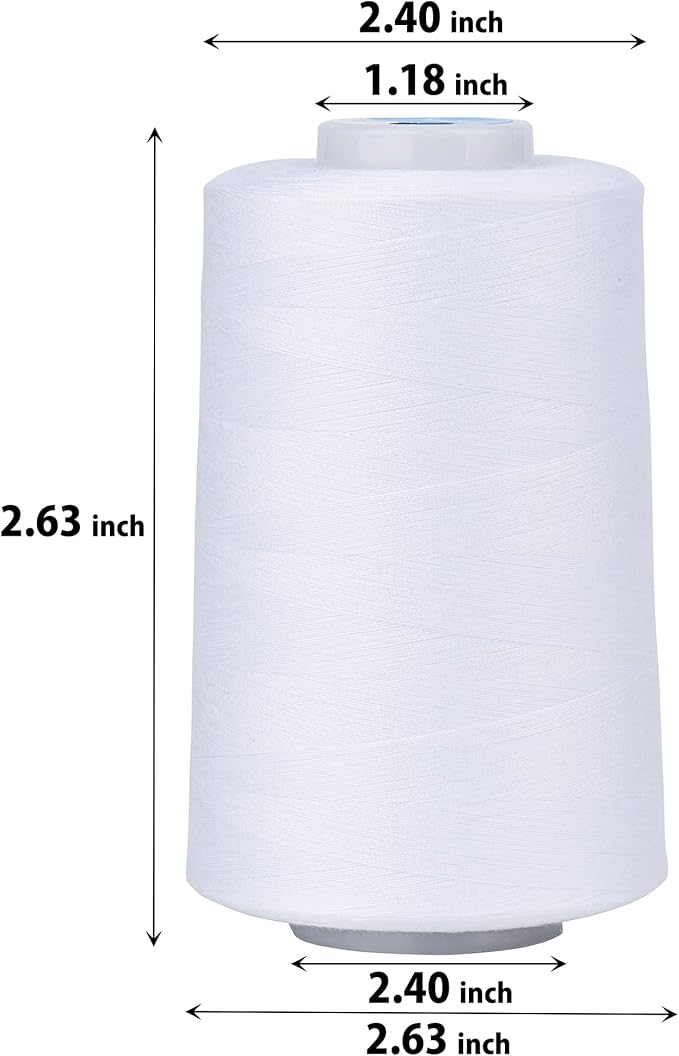 Simthread All Purpose Sewing Thread from 100% Spun Polyester for Serger, Overlock, Merrow, Quilting Sewing 4 Big Cones of 5000M (5500 Yards) Each - 40S/2 1White + 1Black
