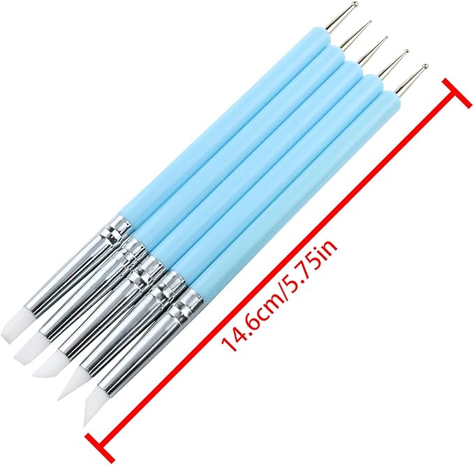 Yocimango-5pcs Silicone Clay Sculpture Tool,Clay Stylus DIY Indentation Tool,Used for DIY handicrafts, Sculpture Pottery, Mixing, Painting, Nail Art