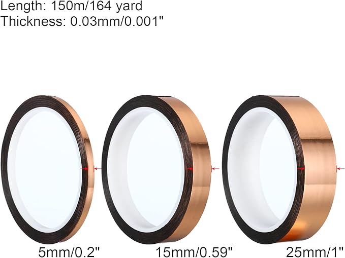 PATIKIL Metalized Tape 0.2/0.6/1 Inch x 55 Yards, 3 Roll Mirror Metallic Masking Foil Sticker Self Adhesive for Detailing Accent Wall Graphic Arts, Rose Gold