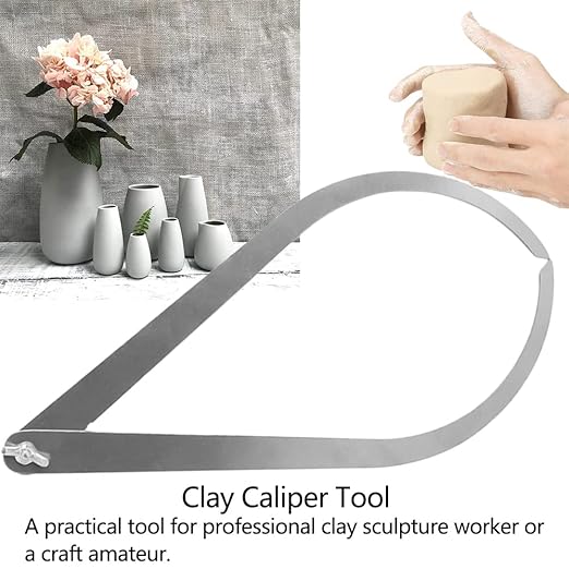 Watris Veiyi 10inch Clay Caliper Tool, Stainless Steel Pottery Caliper Clay, Measuring Pottery Tool, Bent Leg Inside Outside Caliper, Sculpture Ceramic Tool for Carving Modeling