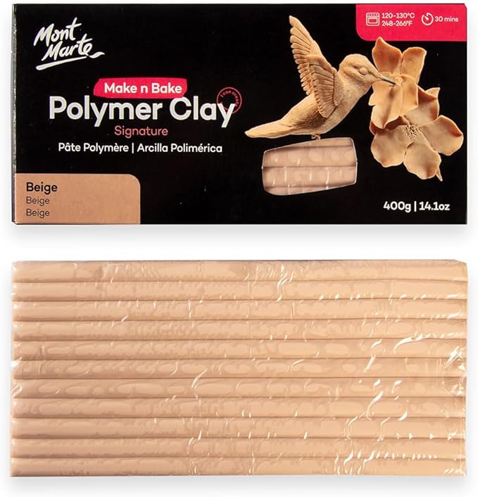 Mont Marte Make n Bake Polymer Clay 400gm Block - Beige
