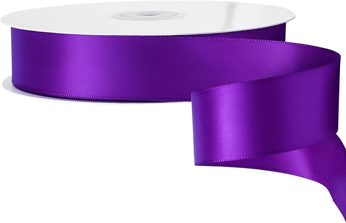 LIUYAXI Purple Double Faced Satin Ribbon, 1" X Continuous 25 Yards, Ribbons Perfect for Gift Wrapping Wedding Bouquet Decor DIY Craft Bow Making & Other Projects