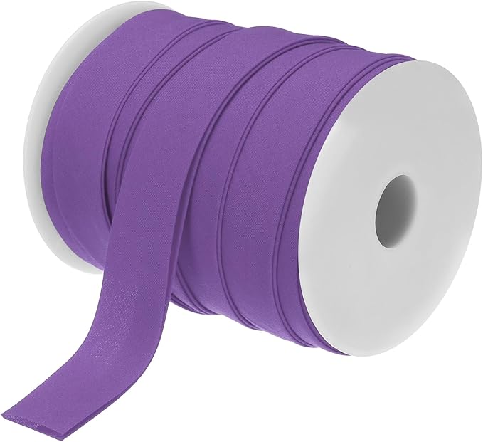 MECCANIXITY 1 Inch Double Fold Bias Tape Polyester Continuous Bulk Bias Tape for Sewing,Seaming Quilting Hemming Binding Crafts (Dark Purple 25 Yards)