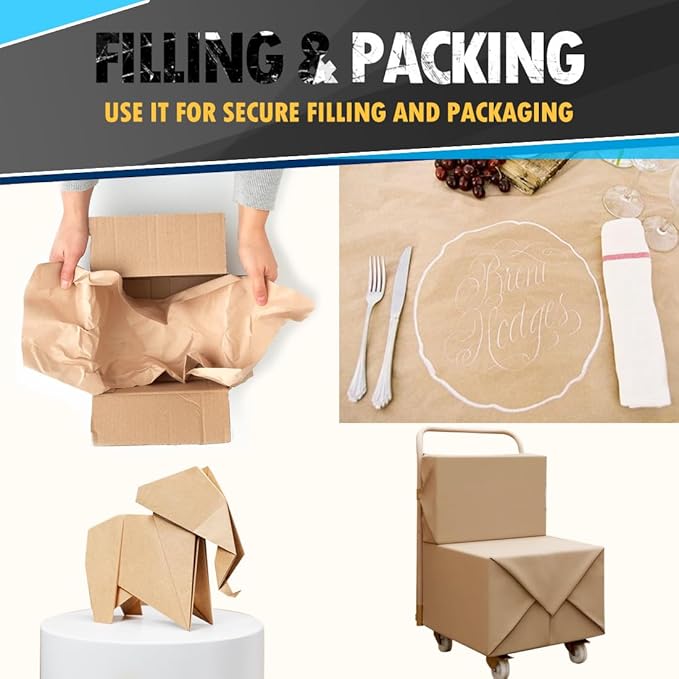PerkHomy 48" x 2,400" (200') Brown Kraft Paper Roll for Craft Bulletin Board Paper Art Table Covering Crafting Gift Wrapping Bouquet Packing Parcel 70GSM 50LB (Brown, 48" x 200')
