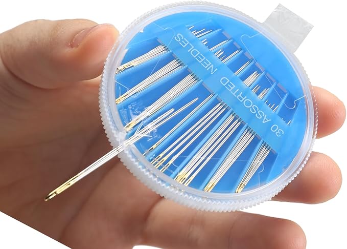 Eketirry 60pcs Premium Hand Sewing Needles，2 Pack 30-Count Assorted Needles for Sewing Repair, 6 Different Sizes Sewing Needles with 2 Threaders (Blue& Black,1)