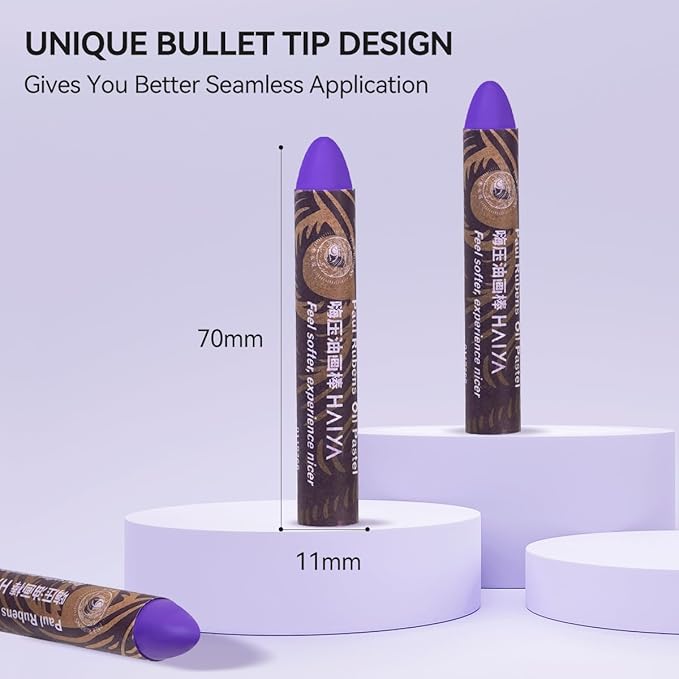 Paul Rubens Cobalt Violet Light Oil Pastels (8 Pack) - Ultra-Creamy & Blendable, Bullet Tip for Precision - Premium Art Supplies for Drawing, Sketching & Painting - Ideal for Artists & Beginners
