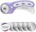 Headley Tools 45mm Rotary Cutter for Fabric, Ergonomic Handle Rolling Cutter with Safety Lock for Fabric Leather Crafting Sewing Quilting, Fabric Cutter Wheel Perfect for Left & Right Hand (Purple)