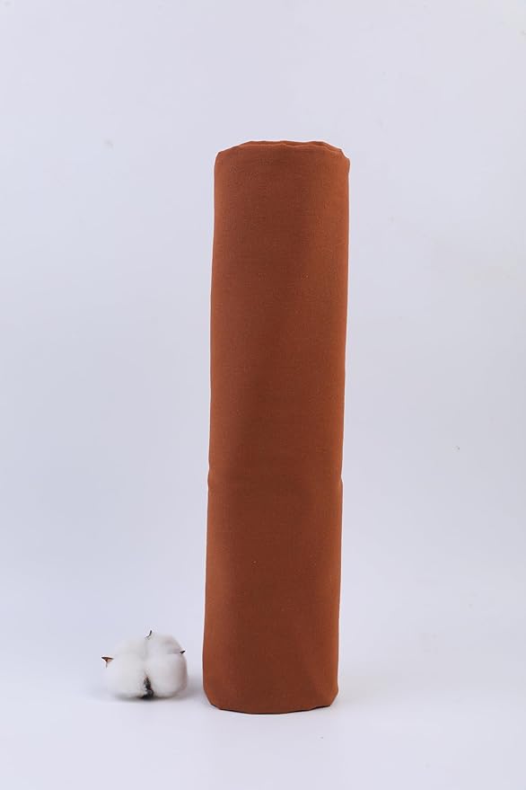 Brown Cotton Fabric for Sewing 59 Inch Wide Natural 100% Cotton Poplin Fabric by The Yard Soft Embroidery Cotton Material Apparel Cloth (Brown, 2 Yard)
