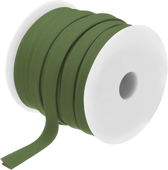 MECCANIXITY 1/2 Inch Double Fold Bias Tape Polyester Continuous Bulk Bias Tape for Sewing,Seaming Quilting Hemming Binding Crafts (Dark Green 25 Yards)