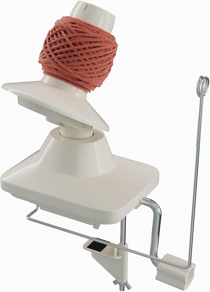 ClarArti Yarn Ball Winder for Crocheting, Knitting, & Other Yarn Crafts | Quick, Quiet, Creates Yarn Balls & Yarn Cakes | Medium Capacity, Can Handle Average Size Yarn Skeins (White)