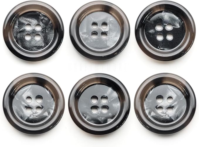CRAFTMEMORE Tortoiseshell Resin Buttons 4 Holes Button for Garment Sewing Men's Suit DIY Crafts TG47 (23mm Black, 12pcs)
