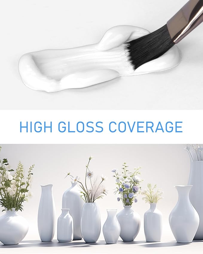 Nicpro White Large Outdoor Acrylic Paint Set (69 oz, 2040 ml) Rich Art Painting Supplies Non Toxic Multi Surface Paint for Canvas, Wood, Leather, Fabric Stone Craft, Concrete, Wall, for Beginners, Artists & Adults with Pump