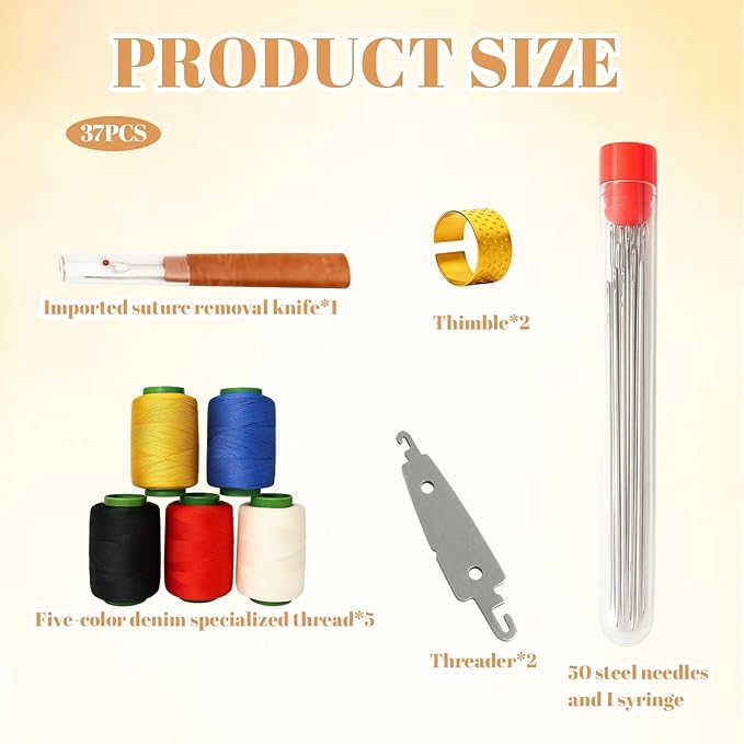 Steel Needles for Hand Sewing, 37Pcs Big Eye Steel Needle Kit with Stainless Steel Needles, Sewing Tool Set for Easy Threading, Portable Hand Sewing Kit for Crafting and Repairing