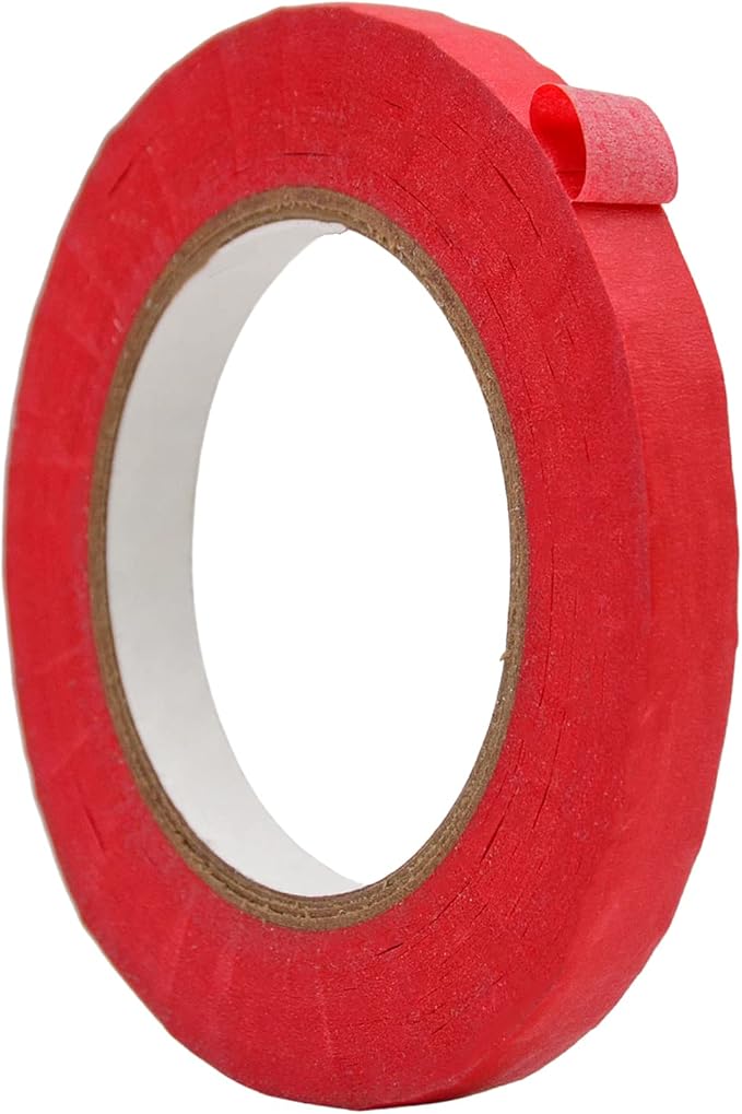 WOD MTC5 Colored Masking Tape, Red, 1/2 inch x 60 yds. Colorful Teacher Painters Tape for Fun DIY Art & Crafts, Lab Labeling, Writable & Classroom Decorations