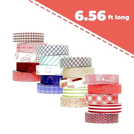 Washi Tape Set, 20 Rolls of Colorful Washi Tape, Decorative Tape for Arts and Crafts, Scrapbooking Supplies. (Basic)