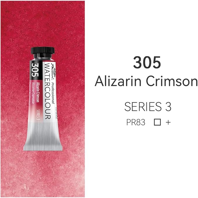 PHOENIX Professional Watercolor Paint Single Tube - 0.47 Fl Oz / 14ml - Alizarin Crimson