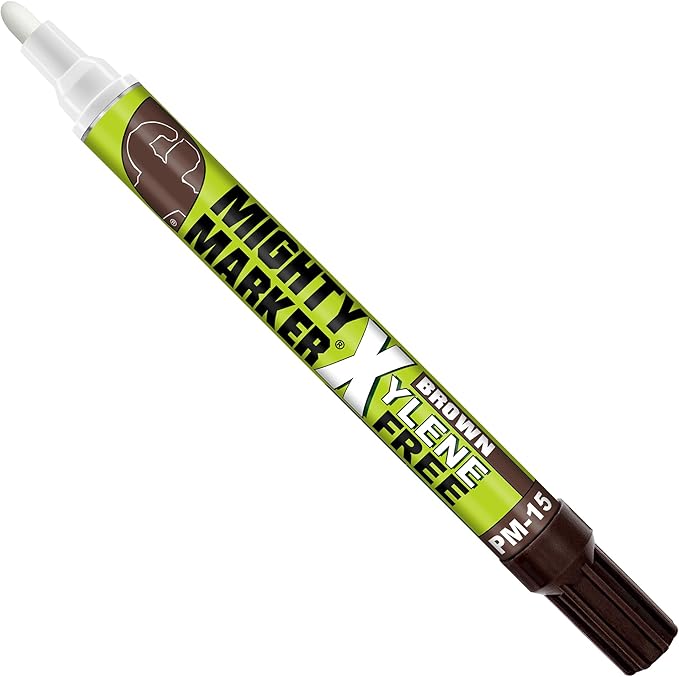 PM-15, Eco-Friendly Paint Marker, Alcohol-Based & Xylene-Free, Waterproof & Permanent, 10ml, 2.3mm Tip, 8 Bonus Tips, Made in USA, Brown 8 Pack