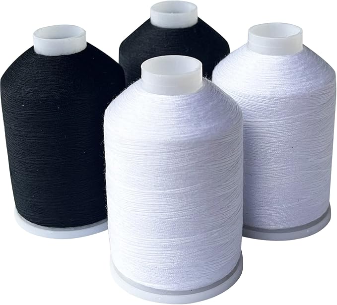 Sewing Thread 4 Colors Set 40s/2 for Sewing Machine，Quilting，Hand Sewing Total 4000yards （2 White&2 Black）