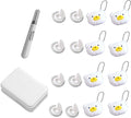 8 Pcs Duvet Clips with Pins Quilt Fixer,Non-Slip Duvet Cover Clips,Duvet Clips to Hold Comforter Inside,No Needles，Bear Pattern(Inc Hook Tool,Storage Box) (White)
