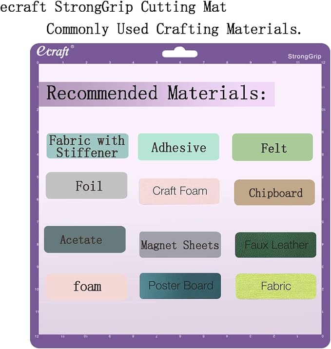 Ecraft Cutting Mat for Silhouette Cameo 5/4/3/2/1: 12X12inch Include one StrongGrip&Three StandardGrip&One LightGrip Cutting Mat Perfect for Silhouette Cameo Replacement for Crafts、Sewing and All Arts