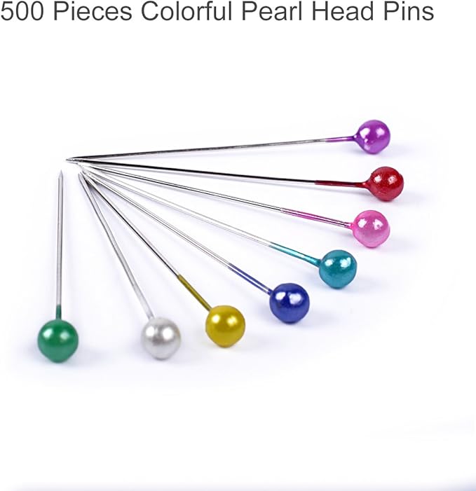 eZAKKA Sewing Needle Pins Cushion Holder with Plastic Bottle, 38mm 500 Pieces Pearl Needles Quilting Pin Cushion Kit (Orange)