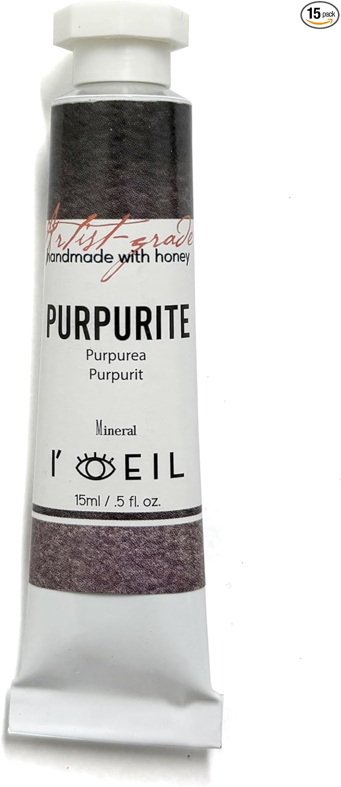 L'oeil (Genuine Minerals) Professional Artist Grade Extra Fine Handmade Watercolor 15ml Paint Tube, 5 Fl Oz, Natural Granulation, Rich Colour Luminosity, Lightfast Non-fading, Archival Quality (Purpurite)