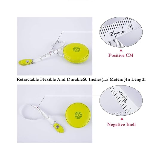 Sewing Tape Measure, Medical Body Cloth Tailor Craft Dieting Measuring Tape, 79 Inch/2 M Dual Sided Retractable Ruler with Push Button Round(1 Pack, Green)