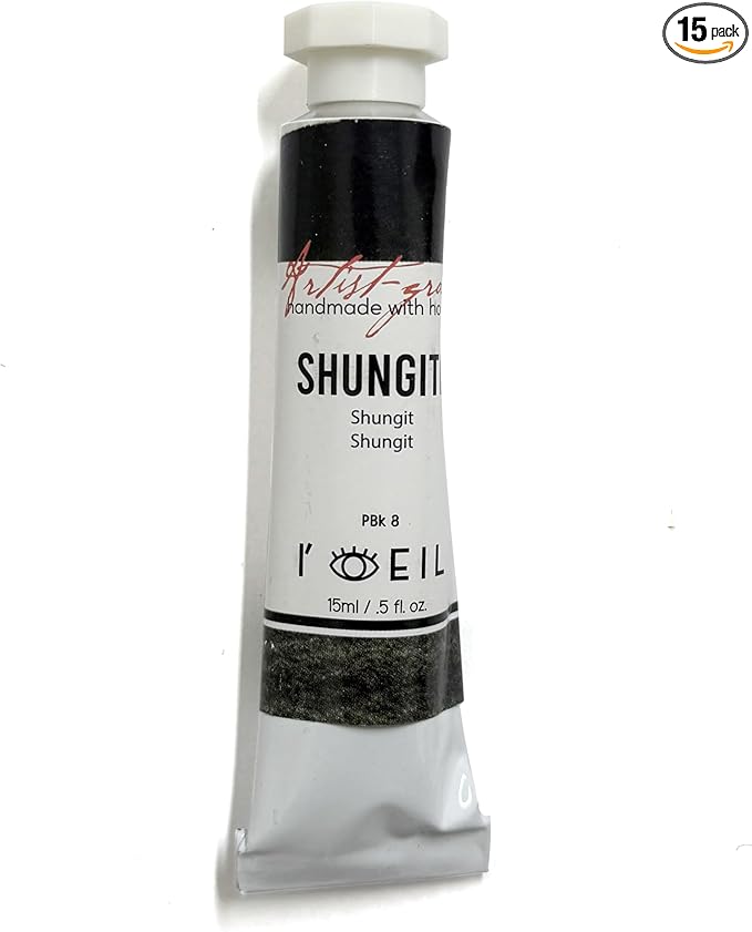 L'oeil (Genuine Minerals) Professional Artist Grade Extra Fine Handmade Watercolor 15ml Paint Tube, 5 Fl Oz, Natural Granulation, Rich Colour Luminosity, Lightfast Non-fading, Archival Quality (Shungite Black)