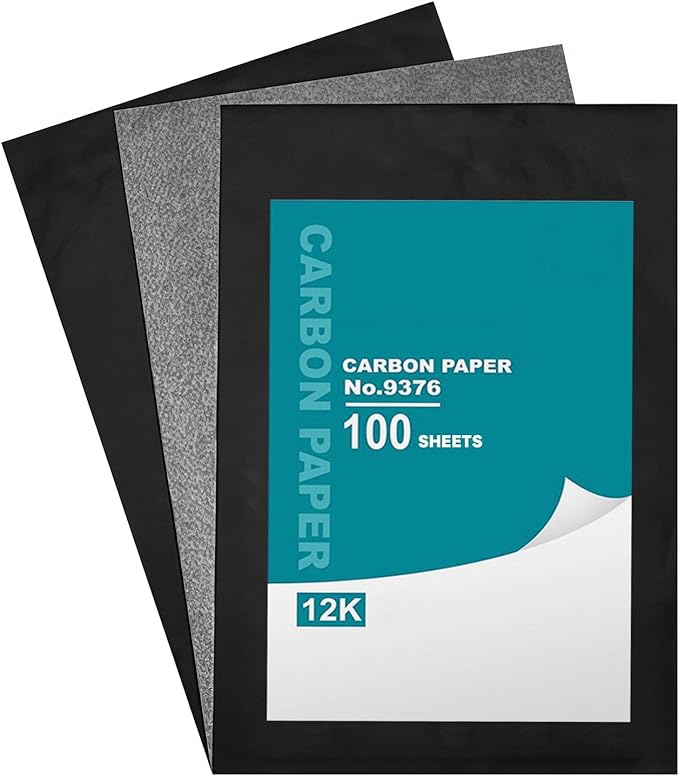 VEOOK 100 Sheets Carbon Paper Sheets, 9"x12" A4 Carbon Transfer Paper, Graphite Paper for DIY Woodworking, Paper, Canvas and Other Art Craft Surfaces(CA-01)