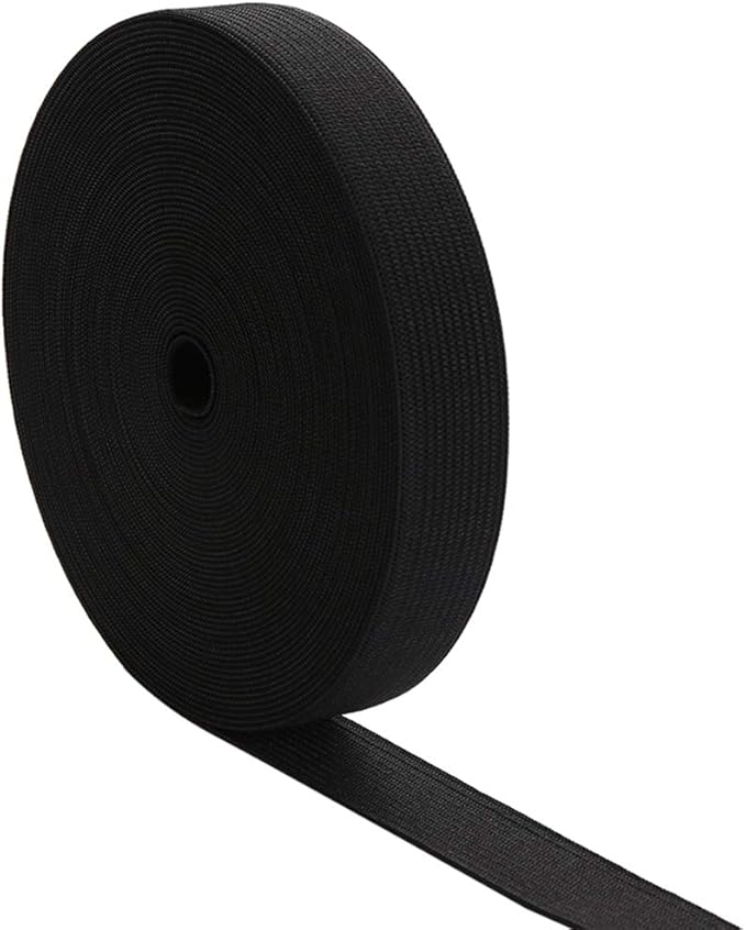 MYUREN 1 Inch by 20 Yard Black Heavy Stretch High Elasticity Elastic Spool Knit Elastic Bands for Sewing