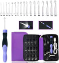 Yarniss 17 Sizes Lighted Crochet Hooks Set 2.5mm~14.0mm, Rechargeable Crochet Hook with Interchangeable Crochet Head
